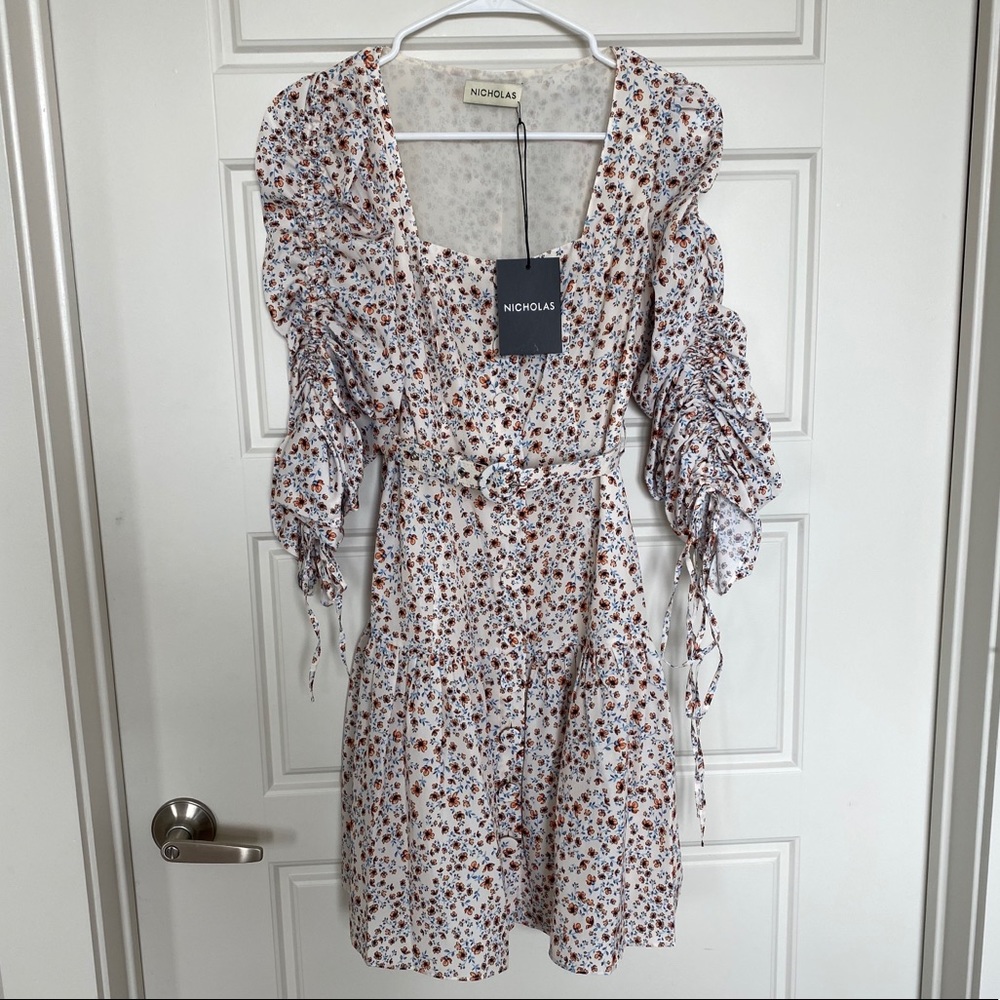 NWT NICHOLAS RUCHED SLEEVE BTTN FRONT DRESS 0 - Picture 2 of 13